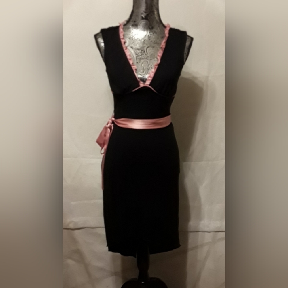 RAMPAGE SUPER PLUNGE NECKLINE BLACK DRESS